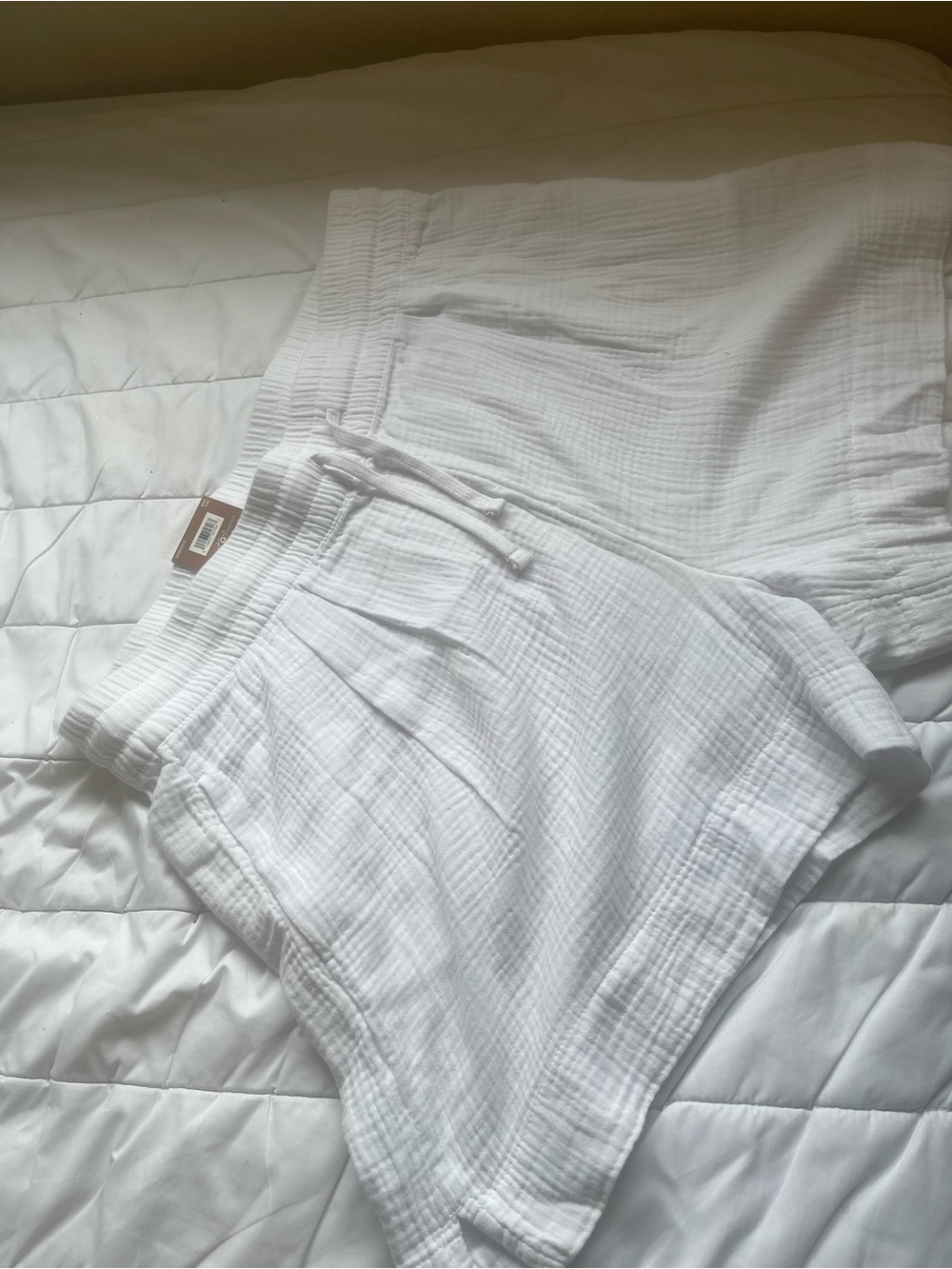 Denver Hayes White Gauze High-Rise Lounge Shorts